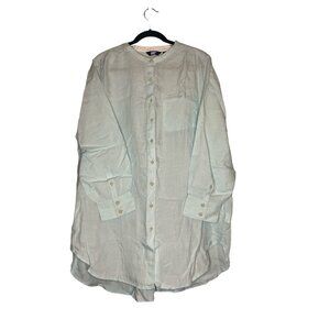 Woman's Lands' End Linen Long Sleeved Button Down 1x Shirt with pockets (034)